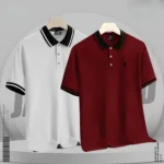 Basic Polo Shirt Ash & Maroon Color