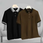 Basic Polo Shirt Black & Coffee Color