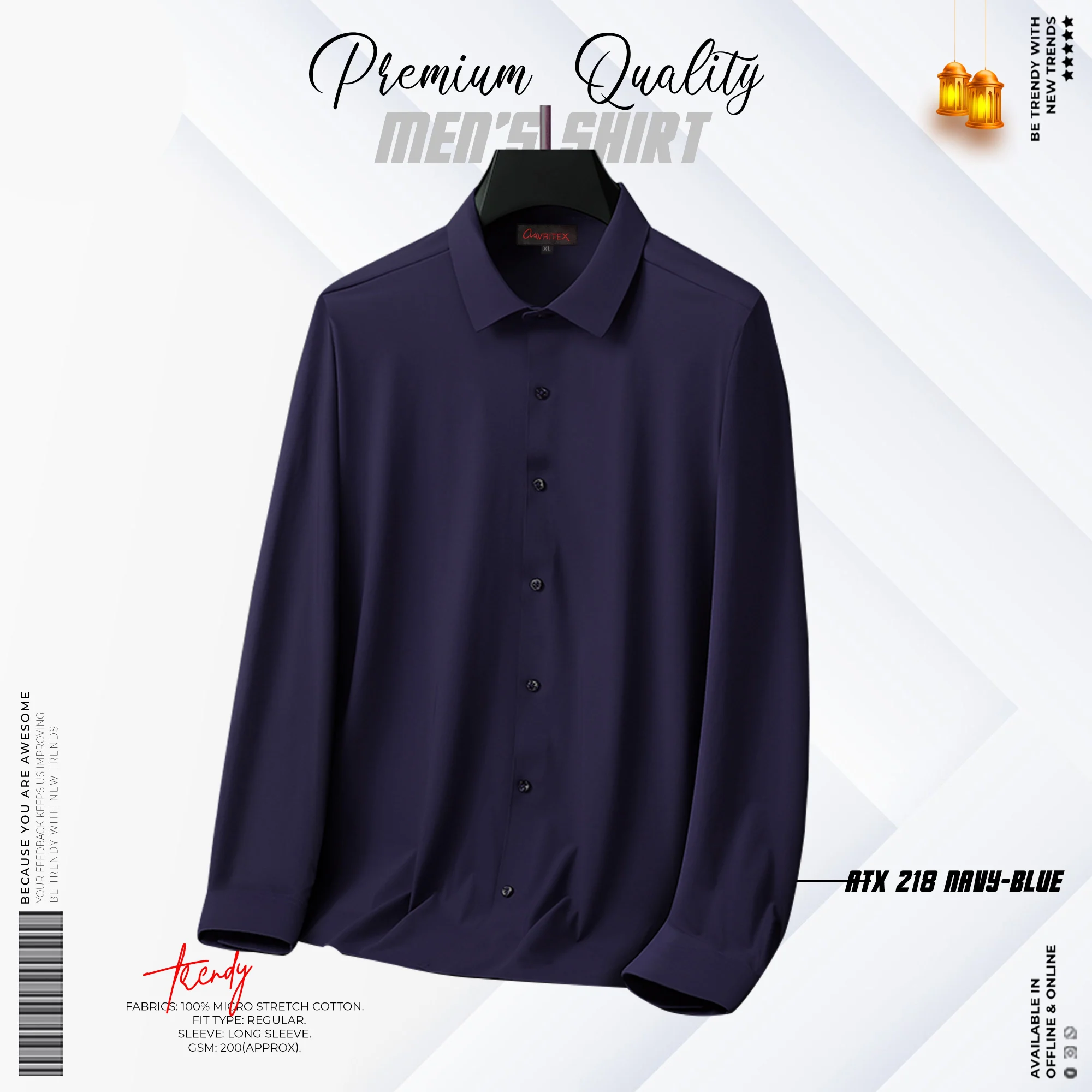 ATX-218-Navy-Blue (1) Premium Microstitch Shirt Navy Blue Color - Image 1