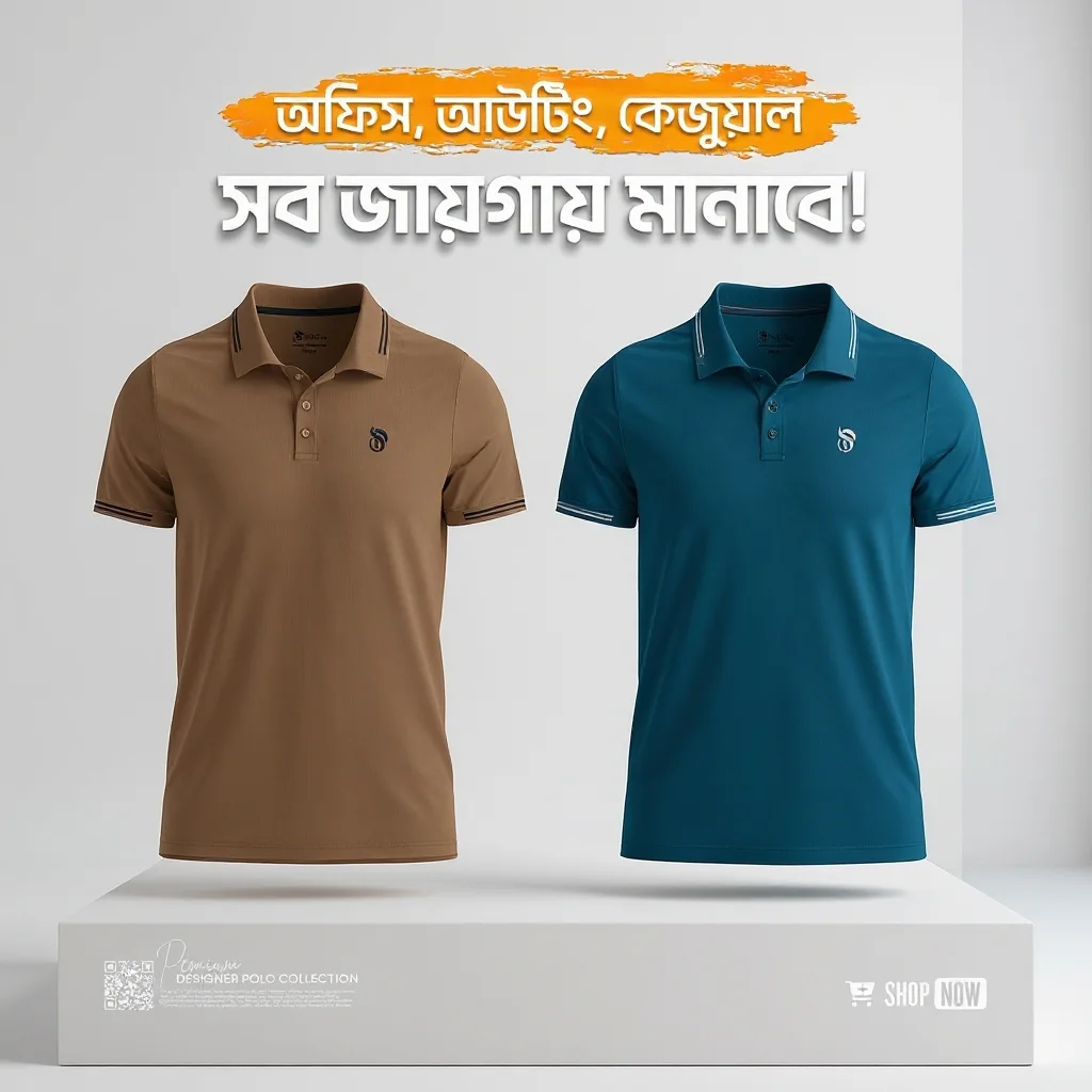st polo combo (1) Cotton Fabric Polo Combo Petrol & Brown Color - Image 1
