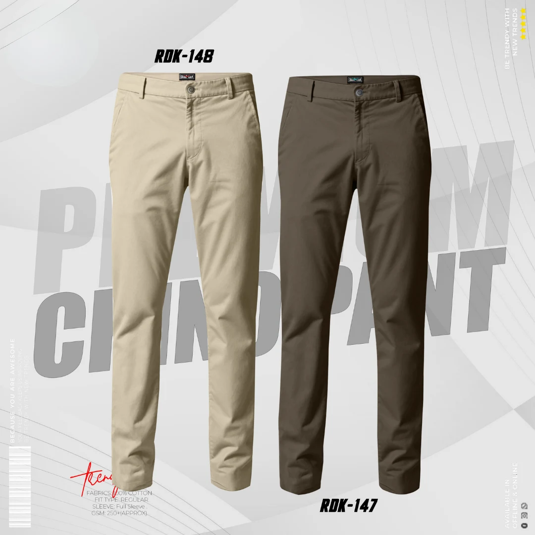11 (4) Chino Pant – Khaki & Coffee - Image 1