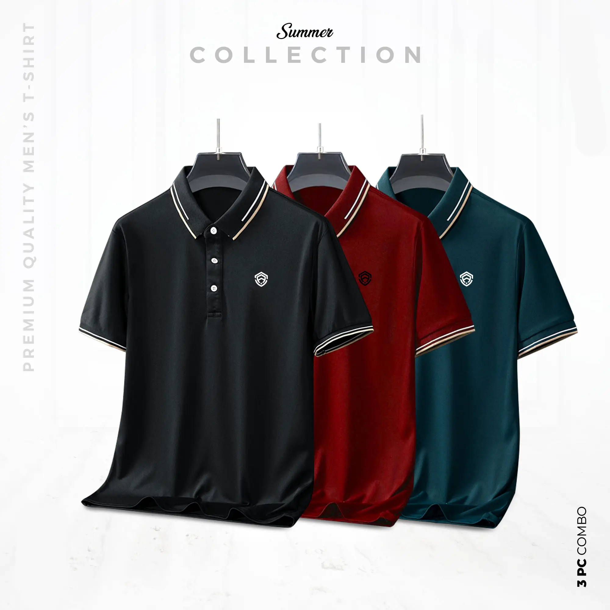 RDK-126,RDK-127,RDK-129 Premium Ultra Polo Shirt – Petrol Blue, Maroon & Black Color - Image 1