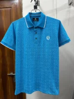 Premium Printed Polo Shirt: Sky Blue - Image 2