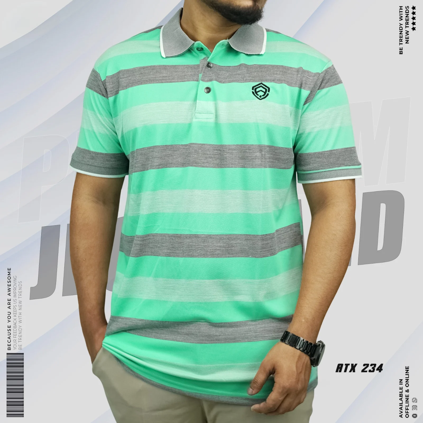 WhatsApp Image 2026-03-13 at 12.31.31 AM Premium Quality Striped Polo Shirt: ATX 234 (Pest) - Image 1