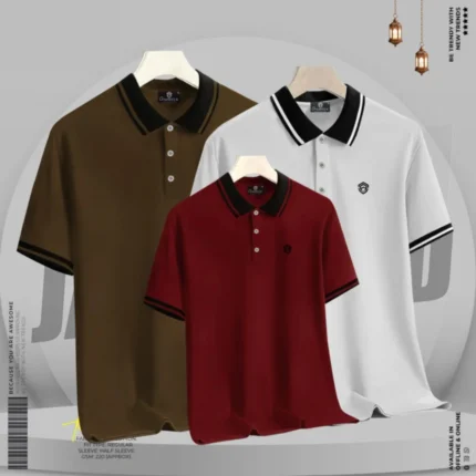 Premium Basic Polo Shirt Ash, Maroon & Coffee Color