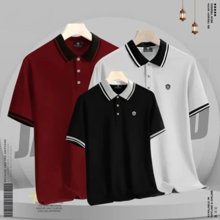 Premium Basic Polo Shirt Ash, Maroon & Black Color