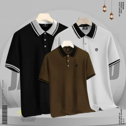 Premium Basic Polo Shirt Ash, Black & Coffee Color