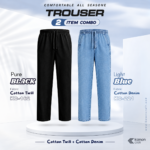 Premium Cotton Trouser Combo - (Black + Light Blue) - KC-162/221