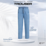 Premium Cotton Denim Trouser - (Light Blue) - KC221