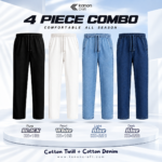 Premium Cotton Trouser Combo of 4 - (Black + White + Light Blue + Dark Blue) - KC-162/165/221/222