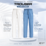 Premium Cotton Trouser Combo - (White + Light Blue) - KC-165/221