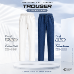 Premium Cotton Trouser Combo - (White + Dark Blue) - KC-165/222