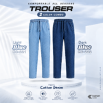 Premium Cotton Trouser Combo - (Lihght Blue + Dark Blue) - KC-221/222